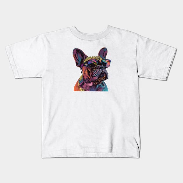 Frenchie Four-Eyes: The Sophisticated Side of Snuggles! Kids T-Shirt by Carnets de Turig